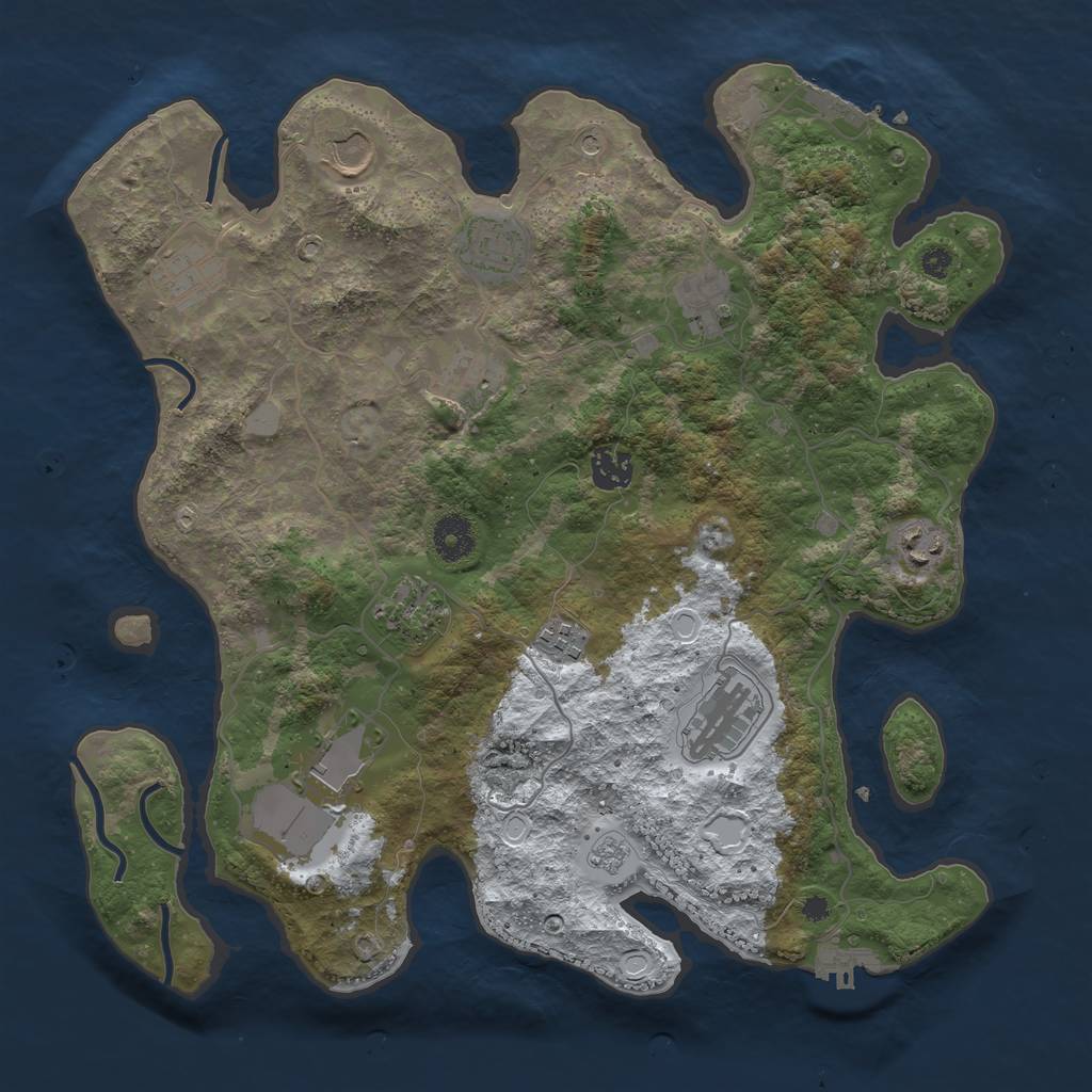 Rust Map: Procedural Map, Size: 3700, Seed: 323277795, 20 Monuments