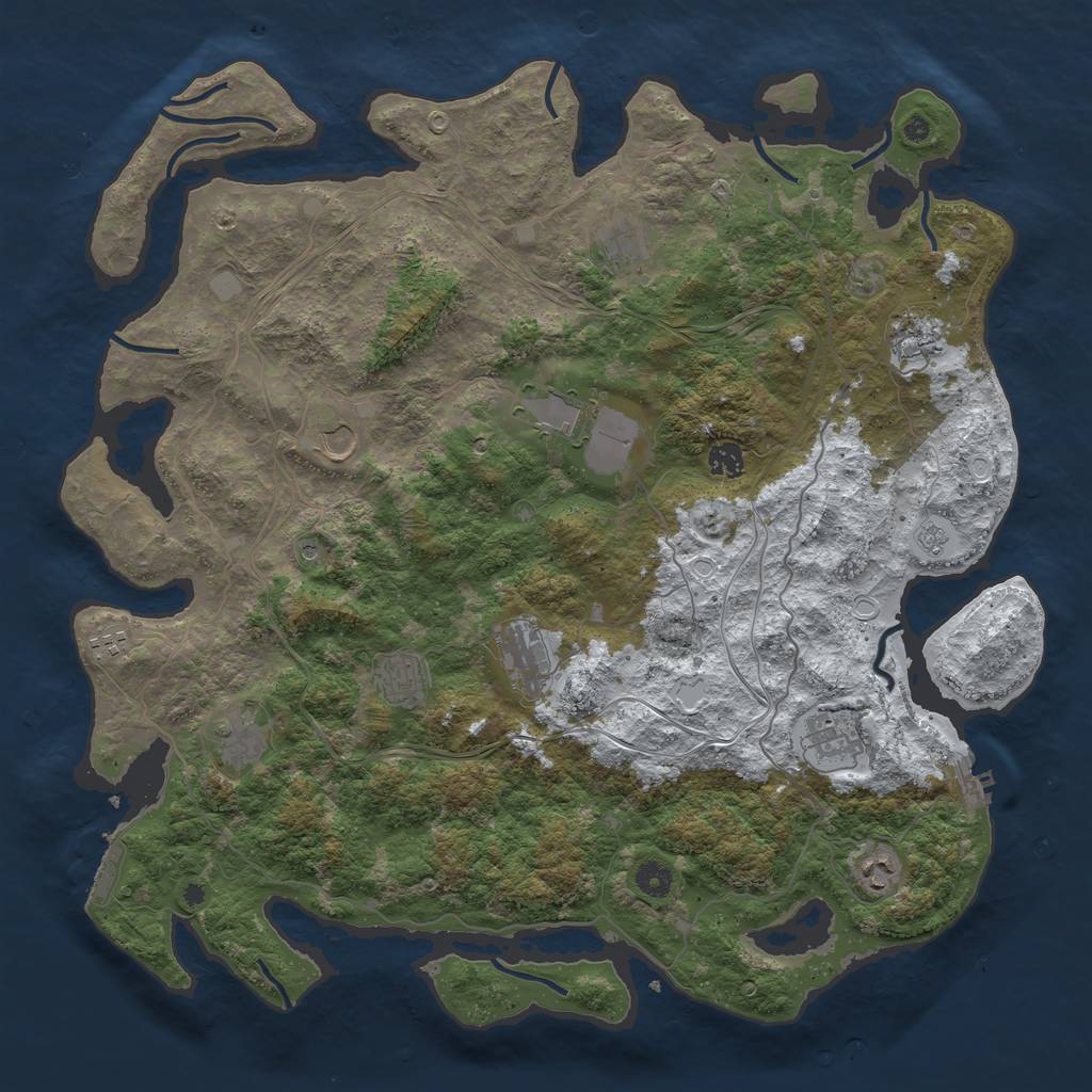 Rust Map: Procedural Map, Size: 4500, Seed: 894058042, 20 Monuments