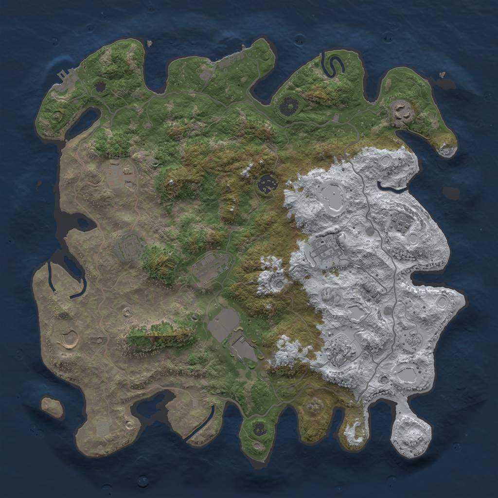 Rust Map: Procedural Map, Size: 4000, Seed: 369036, 19 Monuments