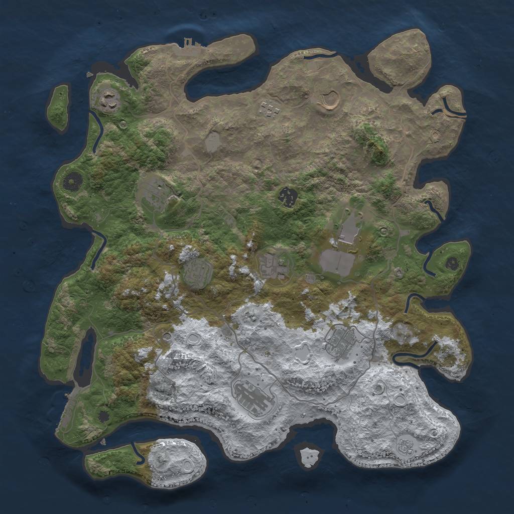 Rust Map: Procedural Map, Size: 4000, Seed: 709068, 19 Monuments
