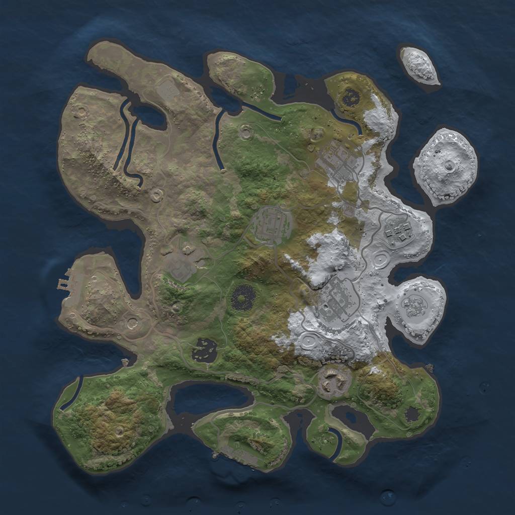 Rust Map: Procedural Map, Size: 3000, Seed: 20475, 16 Monuments