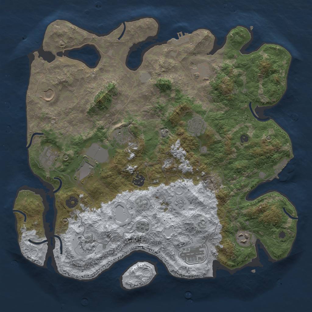 Rust Map: Procedural Map, Size: 3850, Seed: 1190793277, 20 Monuments