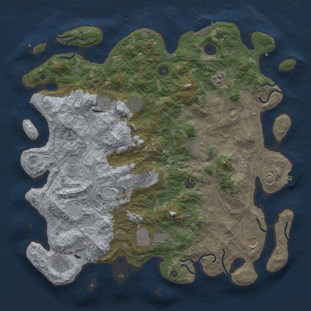 Rust Map: Procedural Map, Size: 4500, Seed: 2144493778, 19 Monuments