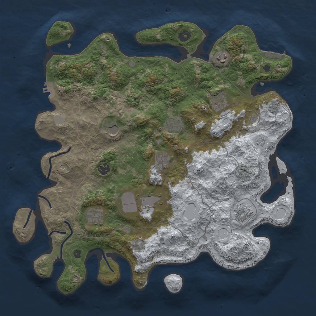 Rust Map: Procedural Map, Size: 4000, Seed: 633700, 19 Monuments