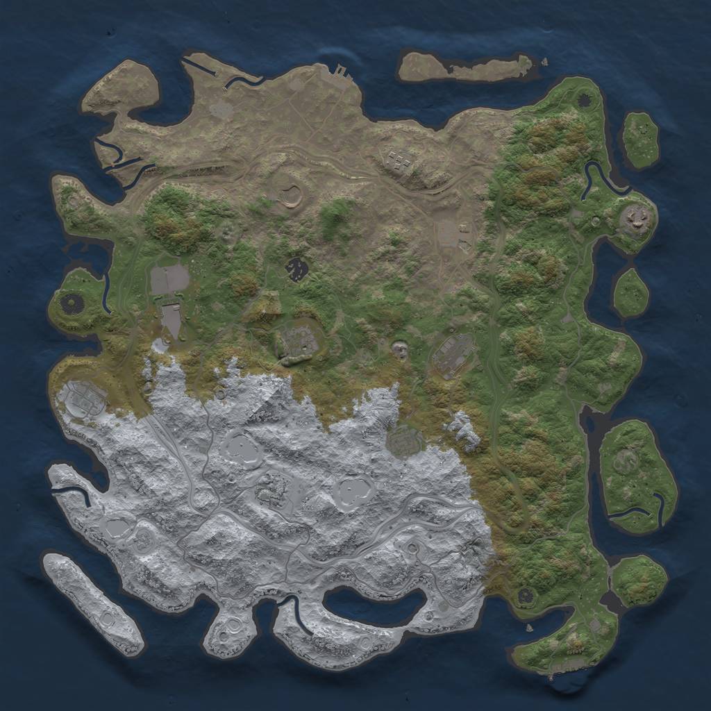 Rust Map: Procedural Map, Size: 4750, Seed: 614726845, 20 Monuments