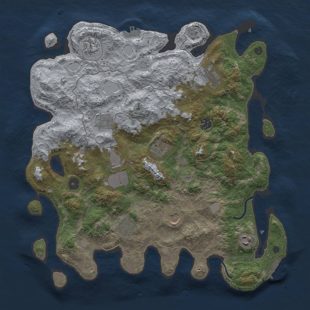 Rust Map: Procedural Map, Size: 4000, Seed: 17343442, 19 Monuments