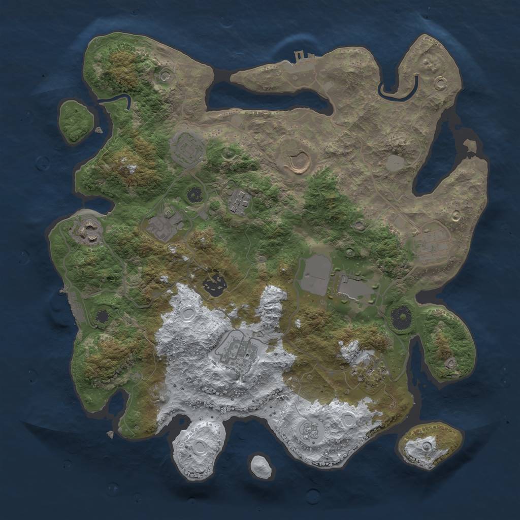 Rust Map: Procedural Map, Size: 3500, Seed: 1320281421, 19 Monuments
