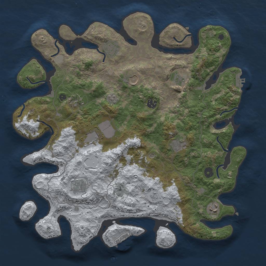 Rust Map: Procedural Map, Size: 4000, Seed: 432256, 19 Monuments