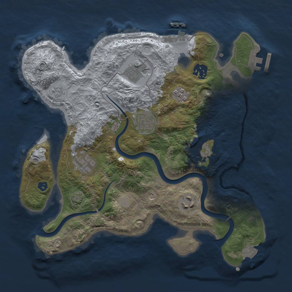 Rust Map: Procedural Map, Size: 3000, Seed: 1262544700, 13 Monuments