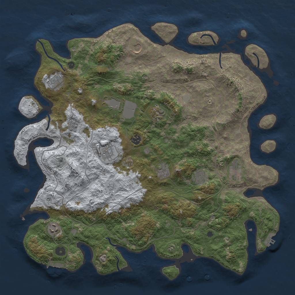 Rust Map: Procedural Map, Size: 4500, Seed: 761672911, 20 Monuments
