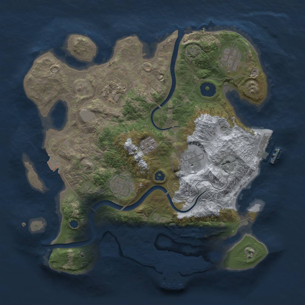 Rust Map: Procedural Map, Size: 3000, Seed: 15372, 10 Monuments