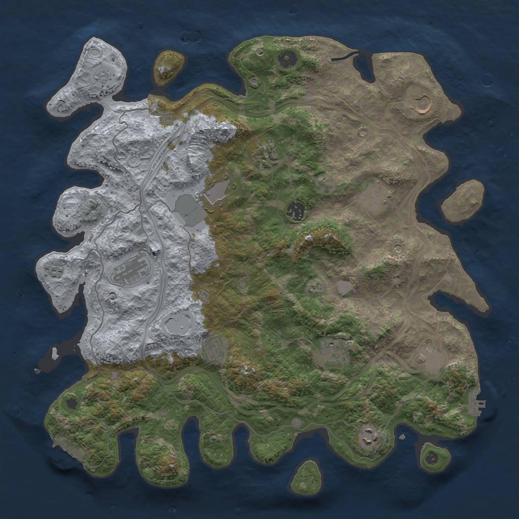 Rust Map: Procedural Map, Size: 4250, Seed: 1079037998, 20 Monuments
