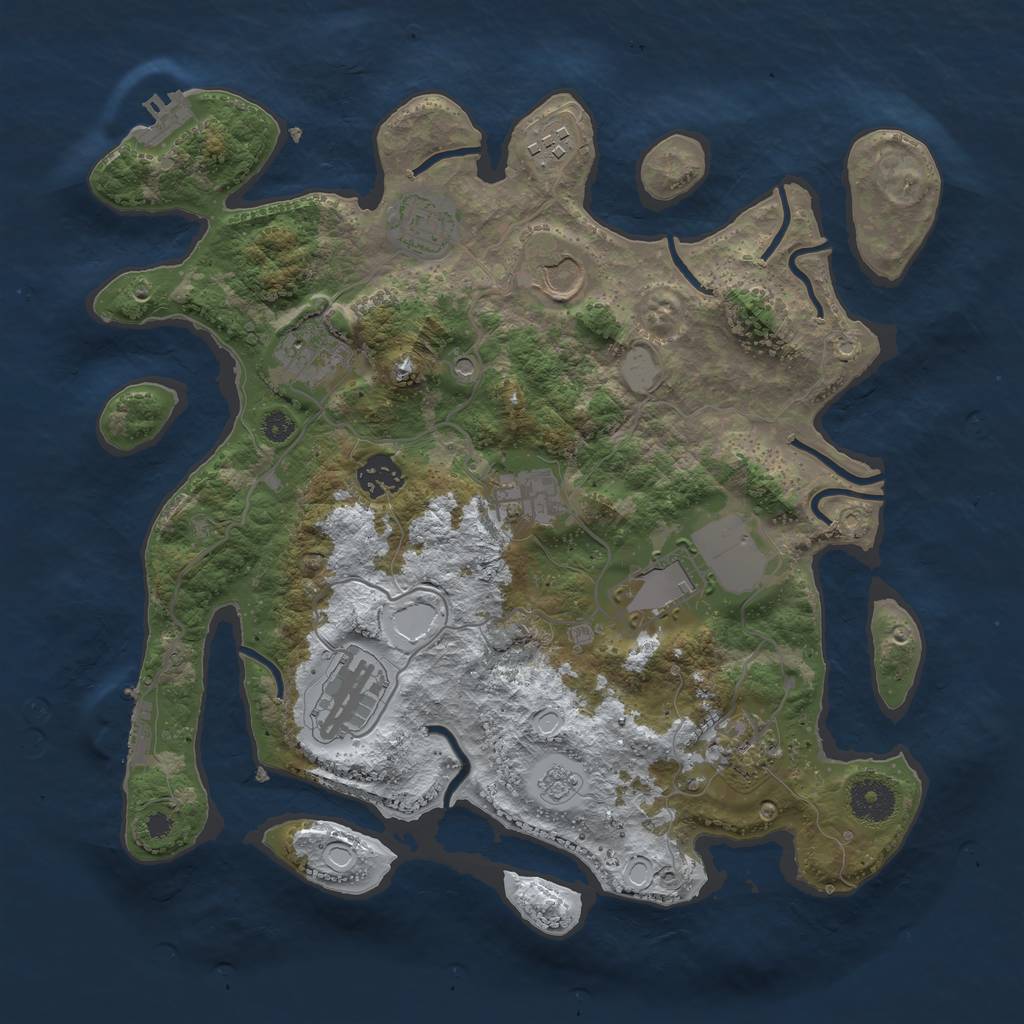 Rust Map: Procedural Map, Size: 3500, Seed: 1108138319, 18 Monuments