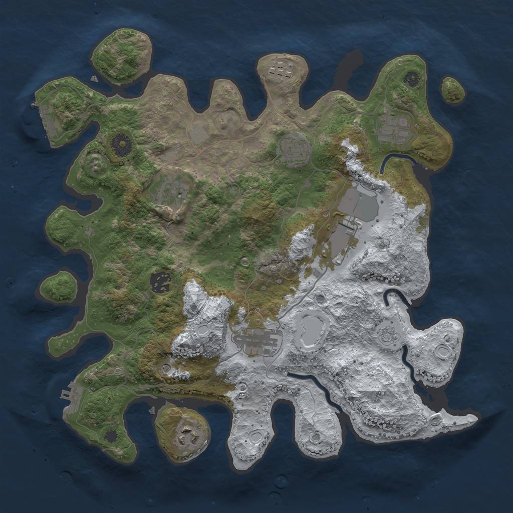 Rust Map: Procedural Map, Size: 3500, Seed: 681507492, 17 Monuments