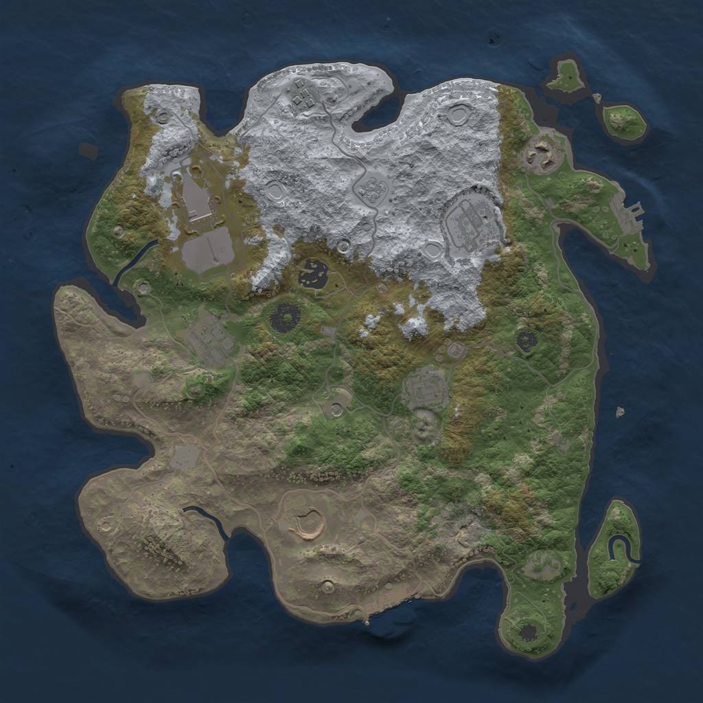 Rust Map: Procedural Map, Size: 3500, Seed: 26089002, 17 Monuments