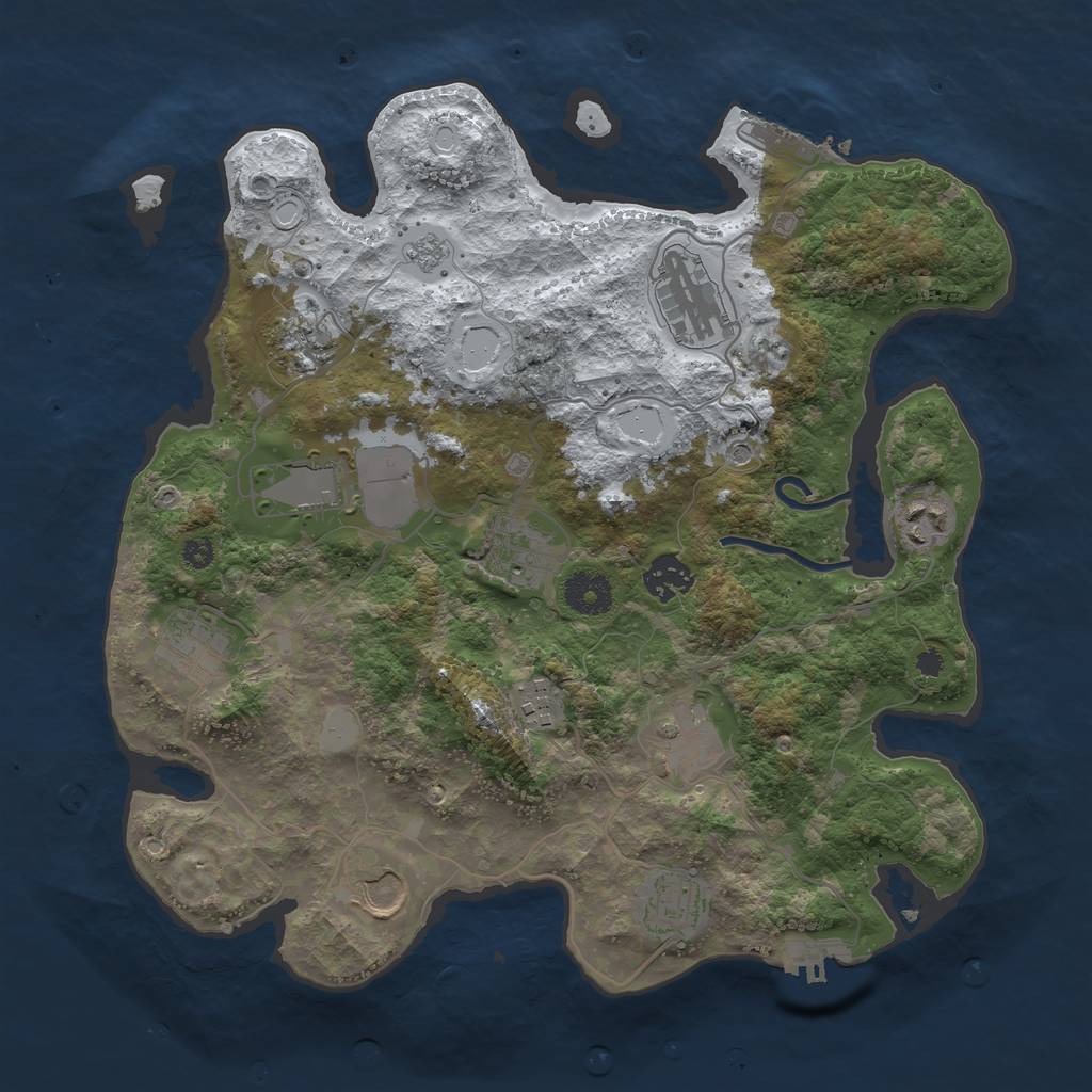 Rust Map: Procedural Map, Size: 3500, Seed: 1910996147, 20 Monuments