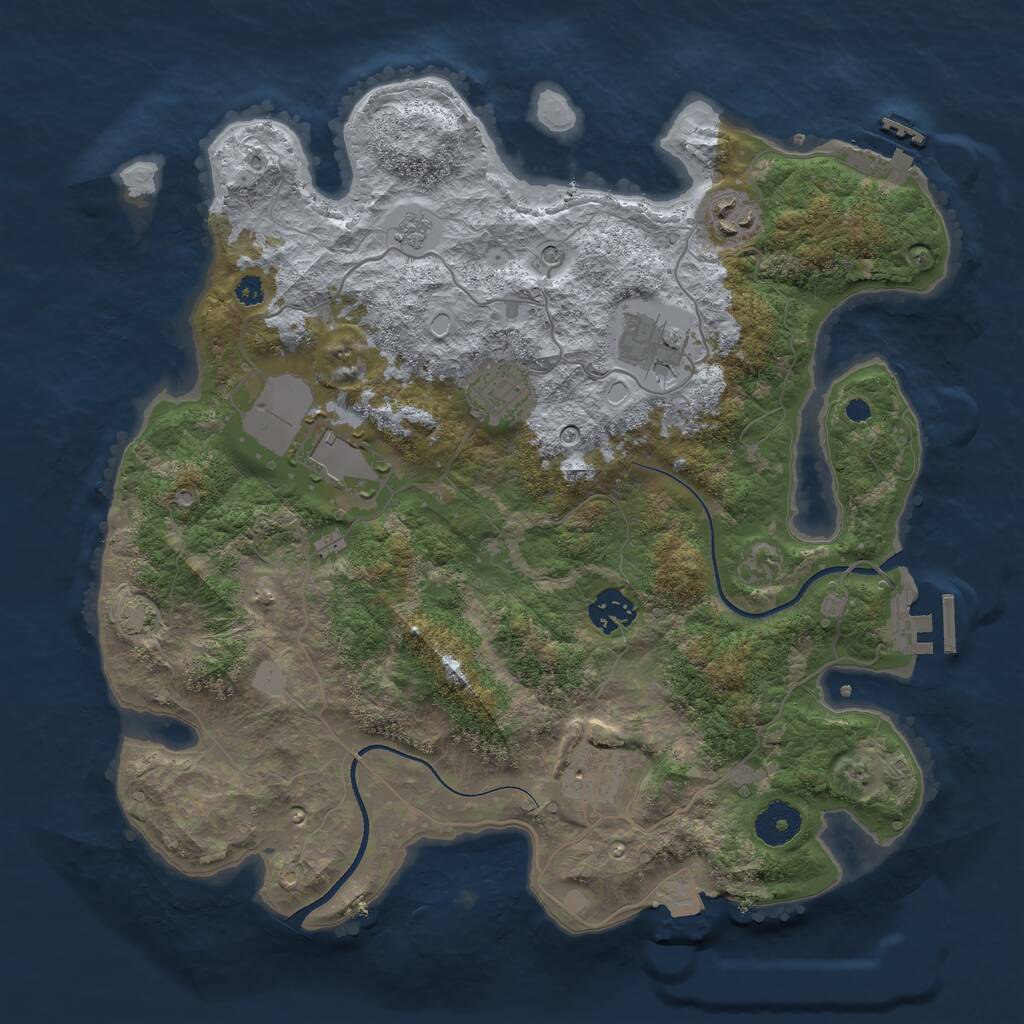 Rust Map: Procedural Map, Size: 3500, Seed: 1910996147, 12 Monuments
