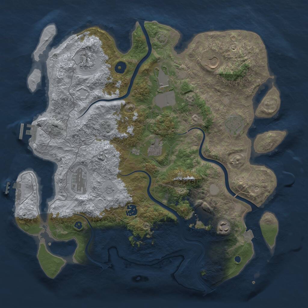 Rust Map: Procedural Map, Size: 3950, Seed: 933599797, 16 Monuments