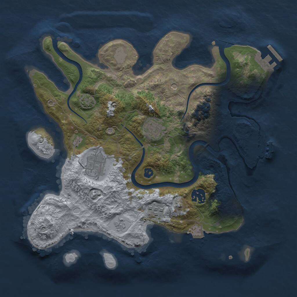 Rust Map: Procedural Map, Size: 3000, Seed: 18228, 10 Monuments