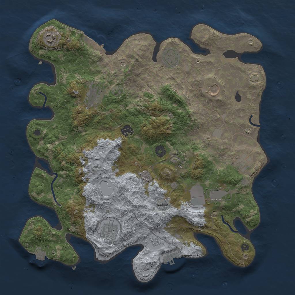 Rust Map: Procedural Map, Size: 3850, Seed: 276394753, 18 Monuments