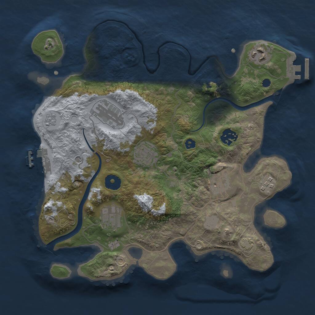 Rust Map: Procedural Map, Size: 3000, Seed: 15025, 13 Monuments