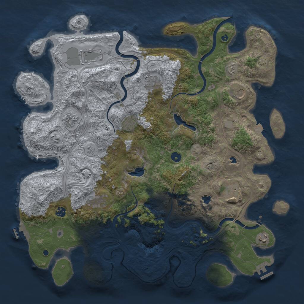Rust Map: Procedural Map, Size: 4500, Seed: 4791, 16 Monuments