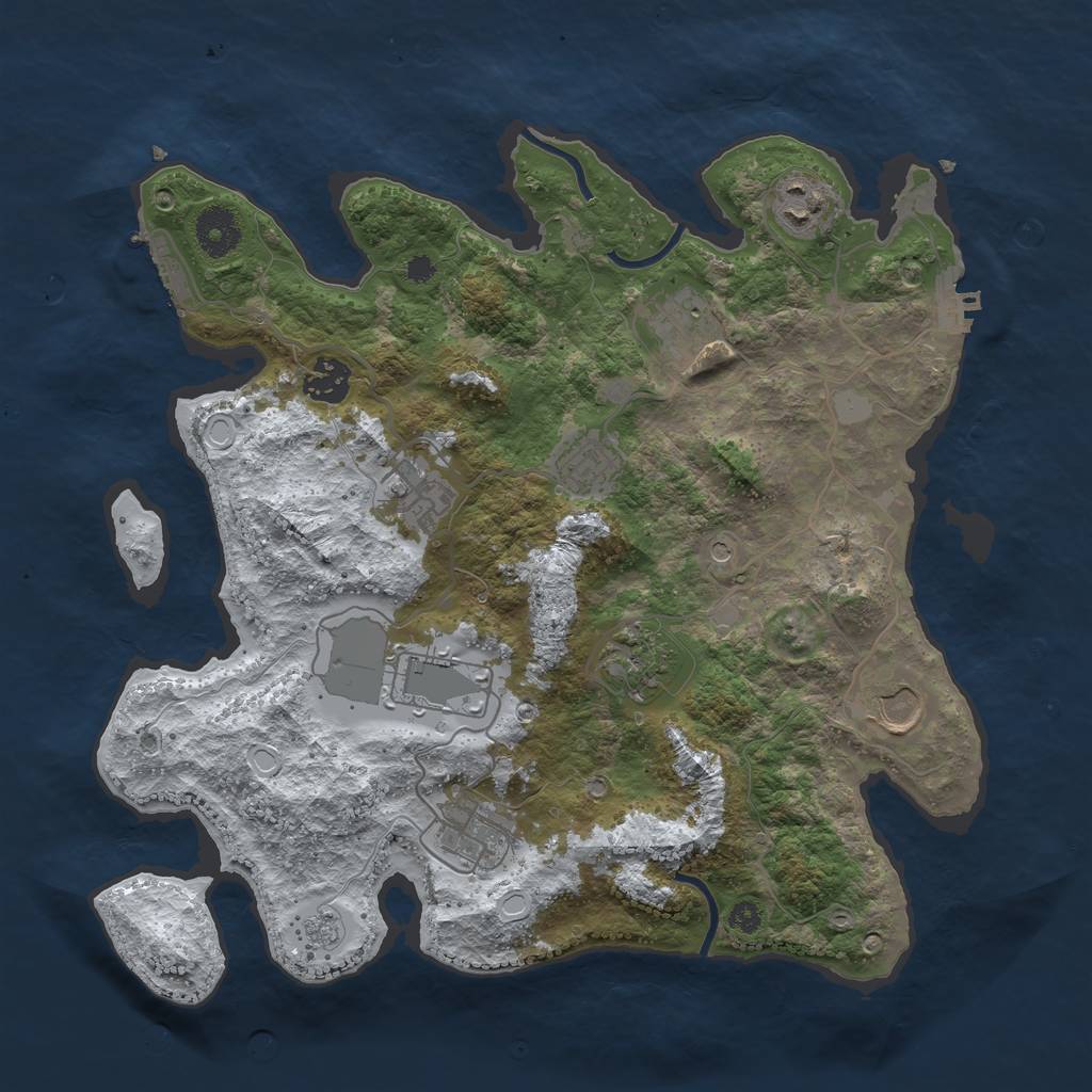 Rust Map: Procedural Map, Size: 3500, Seed: 19952578, 18 Monuments