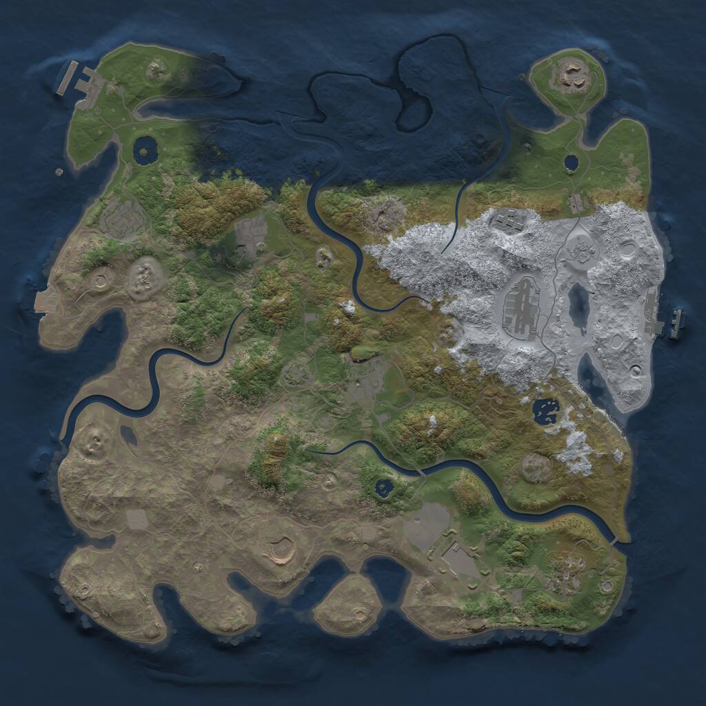 Rust Map: Procedural Map, Size: 3850, Seed: 505565353, 16 Monuments