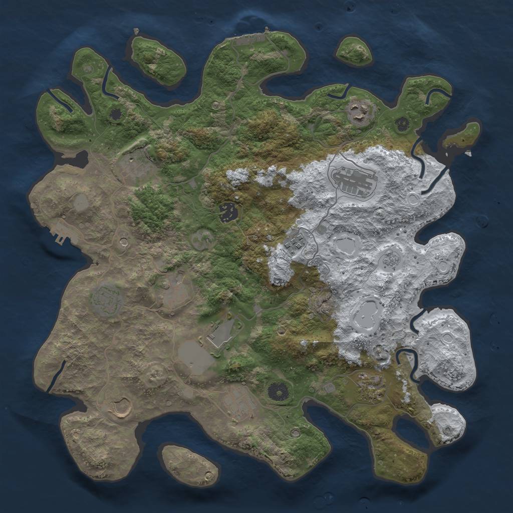 Rust Map: Procedural Map, Size: 3850, Seed: 611989360, 20 Monuments