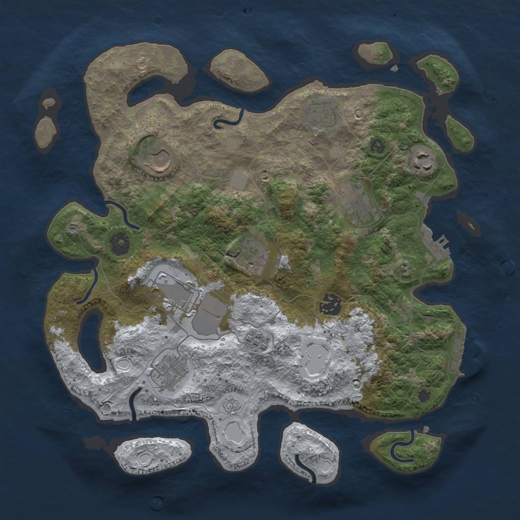 Rust Map: Procedural Map, Size: 3500, Seed: 328027190, 17 Monuments