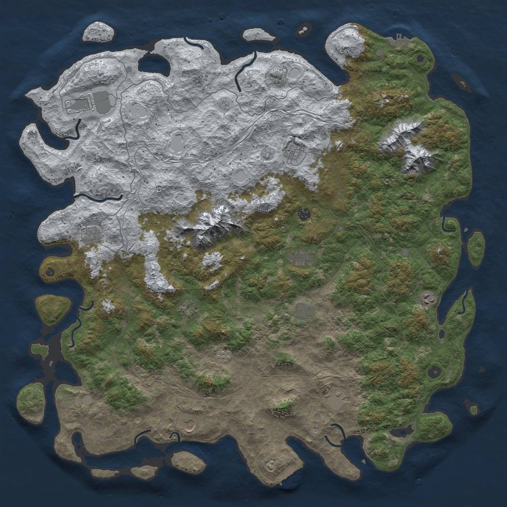 Rust Map: Procedural Map, Size: 6000, Seed: 1836429099, 20 Monuments