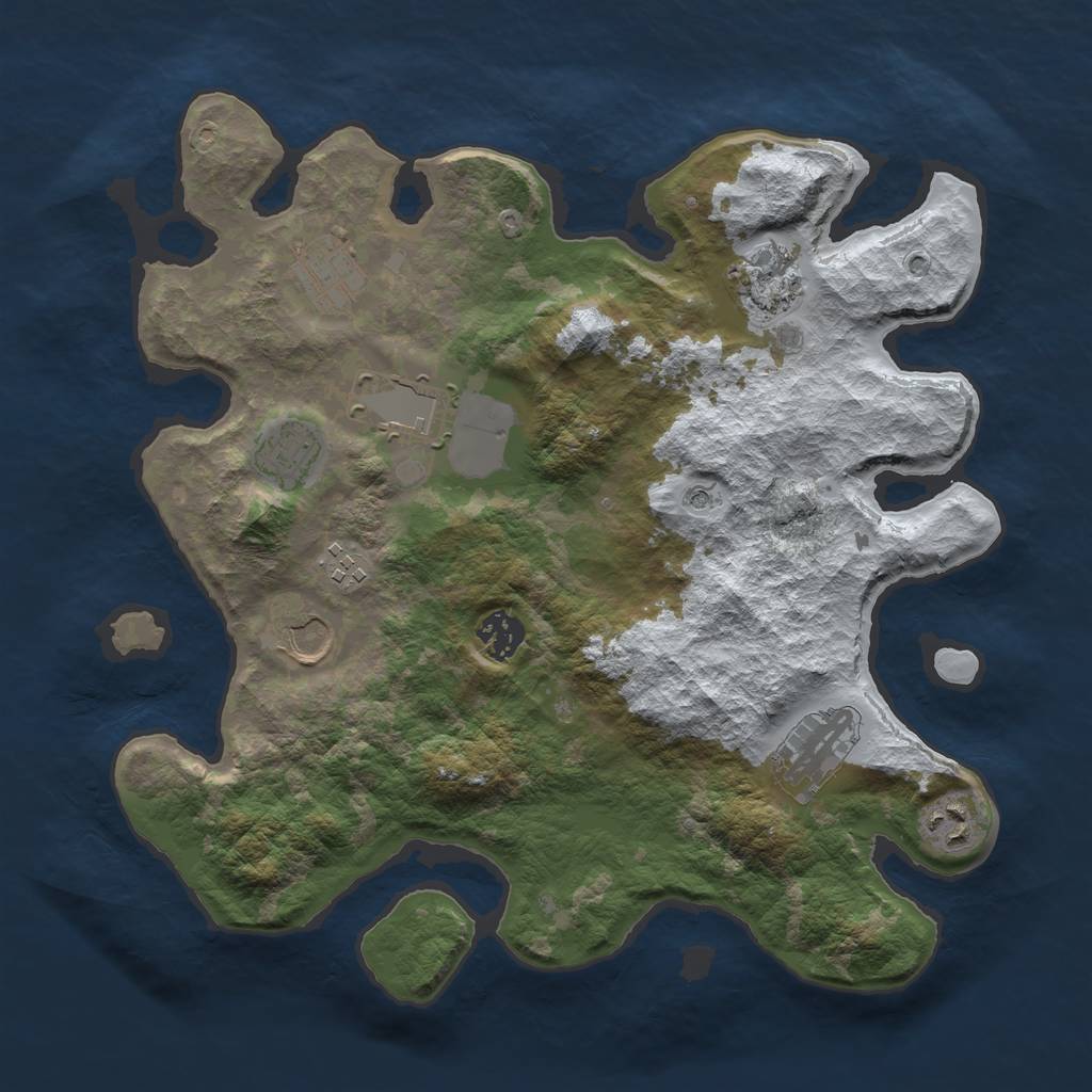 Rust Map: Barren, Size: 3500, Seed: 489797760, 12 Monuments