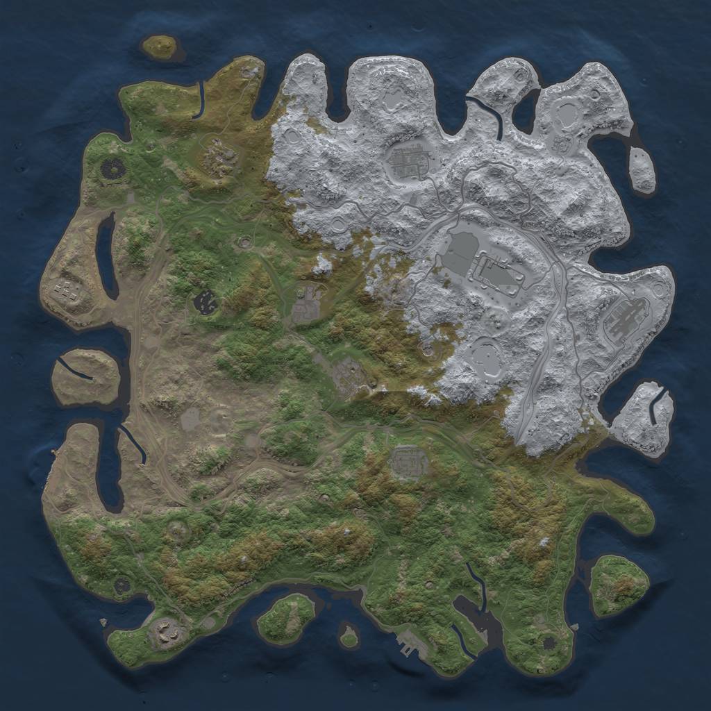 Rust Map: Procedural Map, Size: 4500, Seed: 1253720, 19 Monuments