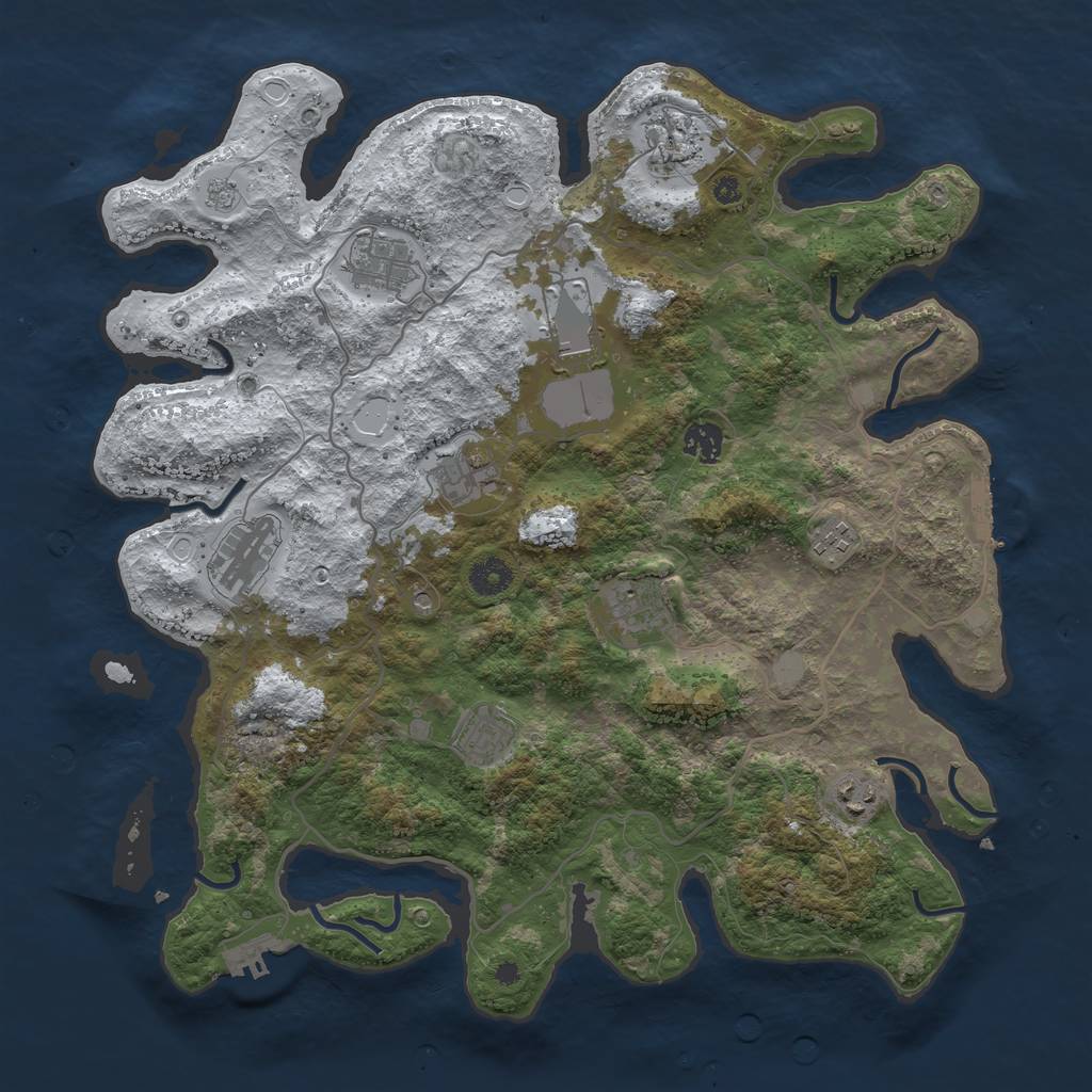 Rust Map: Procedural Map, Size: 4000, Seed: 656073, 19 Monuments
