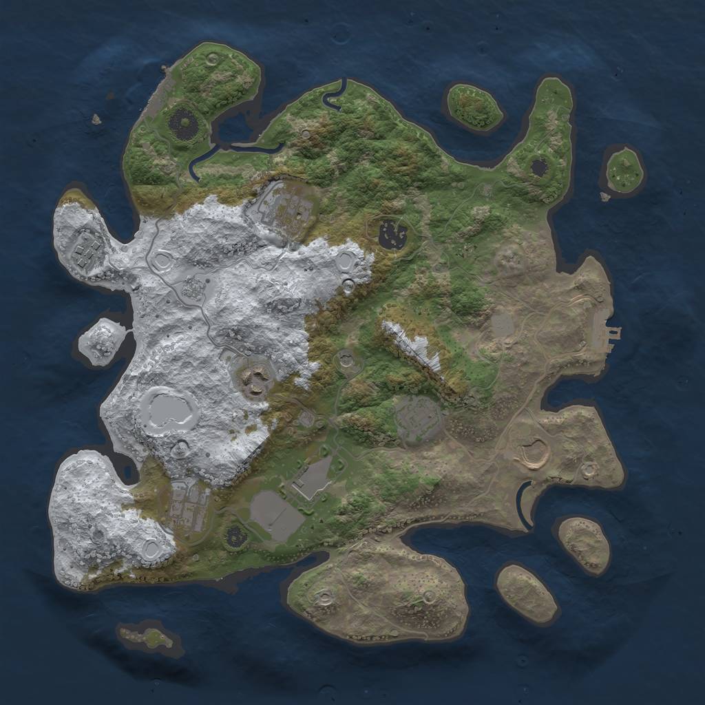 Rust Map: Procedural Map, Size: 3500, Seed: 53421234, 17 Monuments