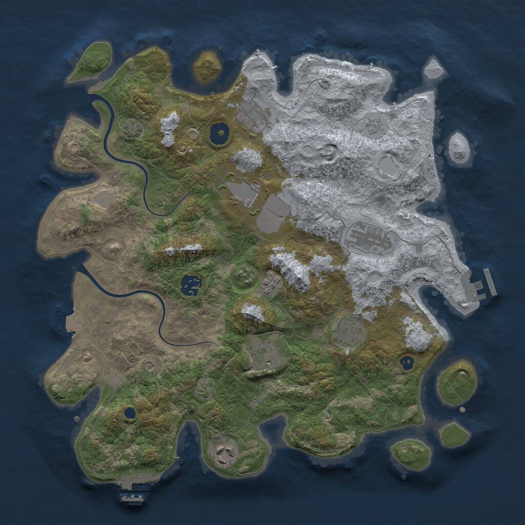 Rust Map: Procedural Map, Size: 3700, Seed: 45121344, 14 Monuments