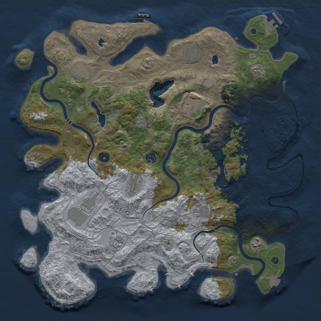 Rust Map: Procedural Map, Size: 4500, Seed: 2057399028, 16 Monuments