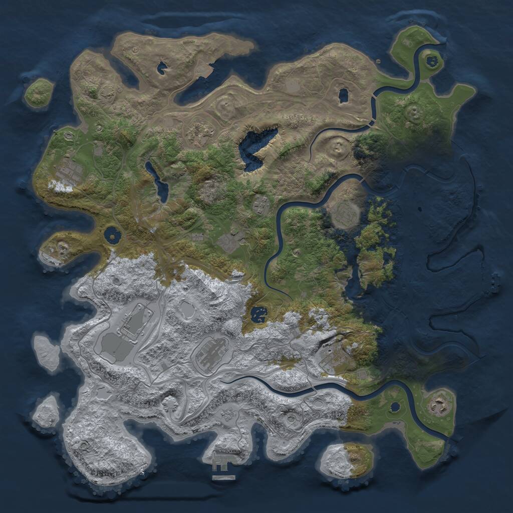 Rust Map: Procedural Map, Size: 4500, Seed: 2057399028, 16 Monuments