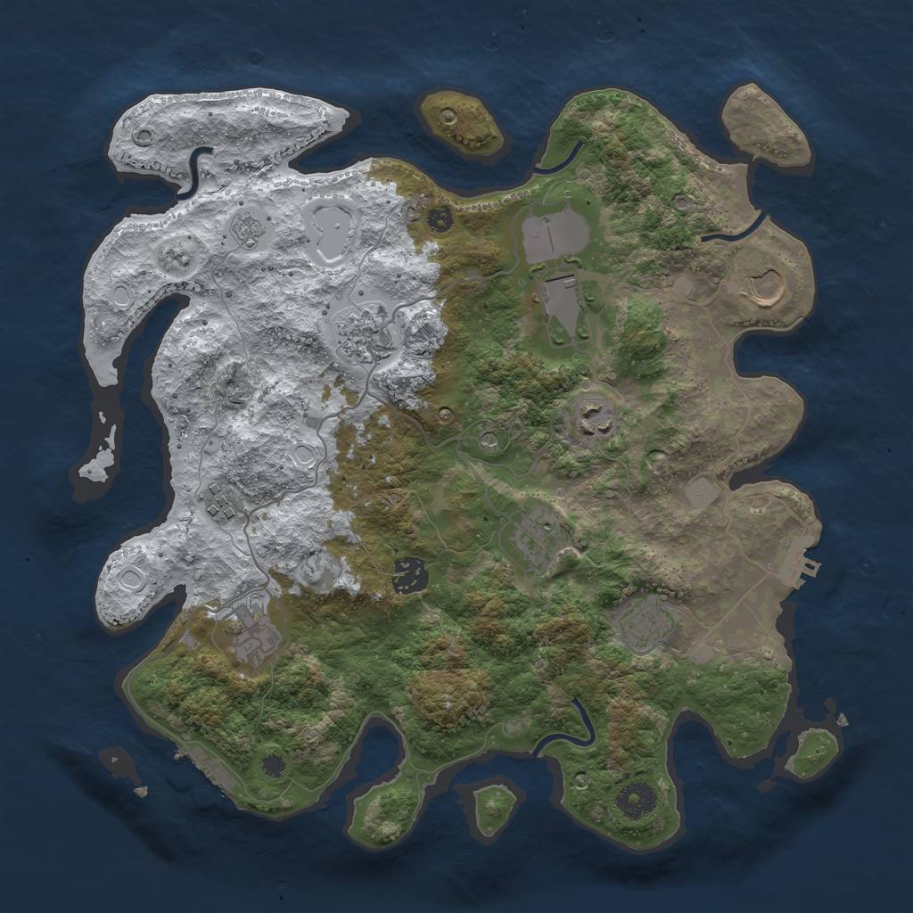 Rust Map: Procedural Map, Size: 3600, Seed: 2147290229, 18 Monuments