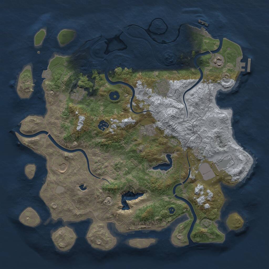 Rust Map: Procedural Map, Size: 4050, Seed: 1624518199, 14 Monuments