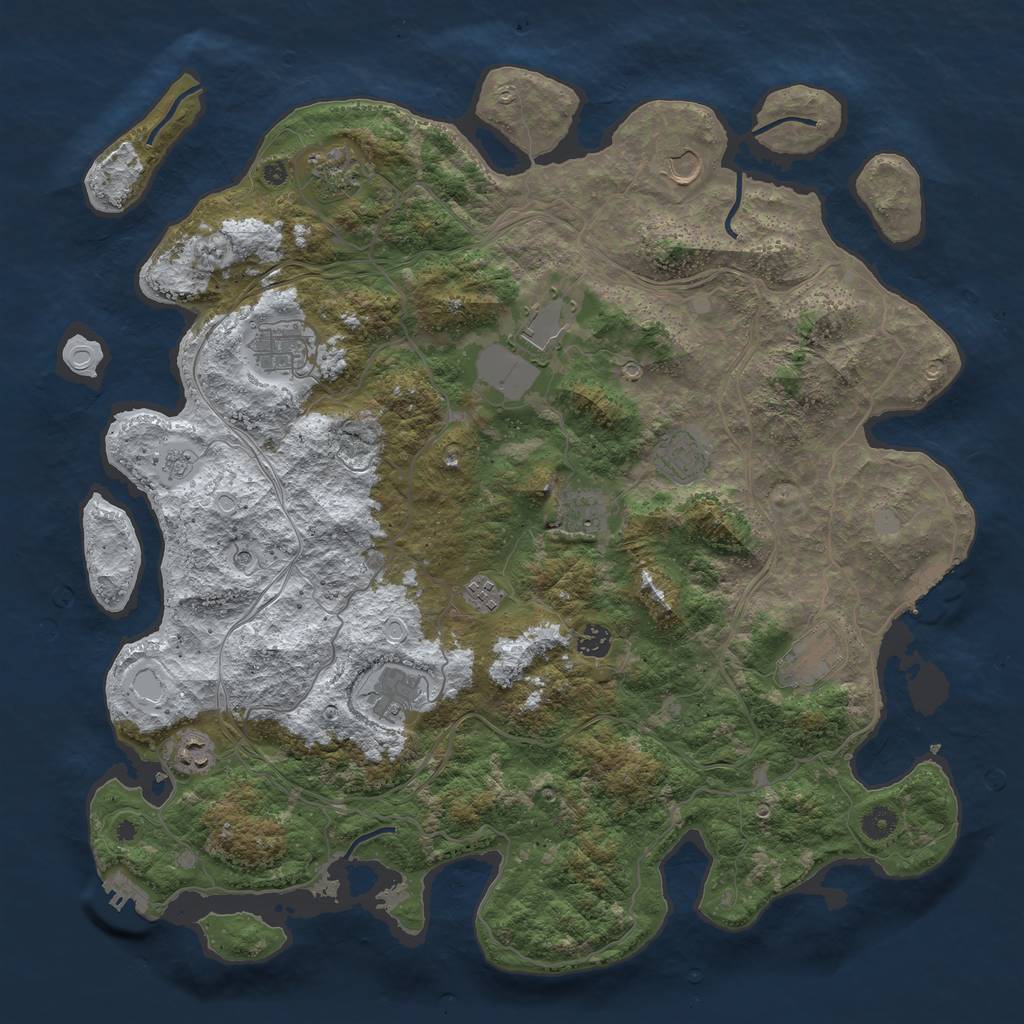 Rust Map: Procedural Map, Size: 4500, Seed: 181557377, 20 Monuments