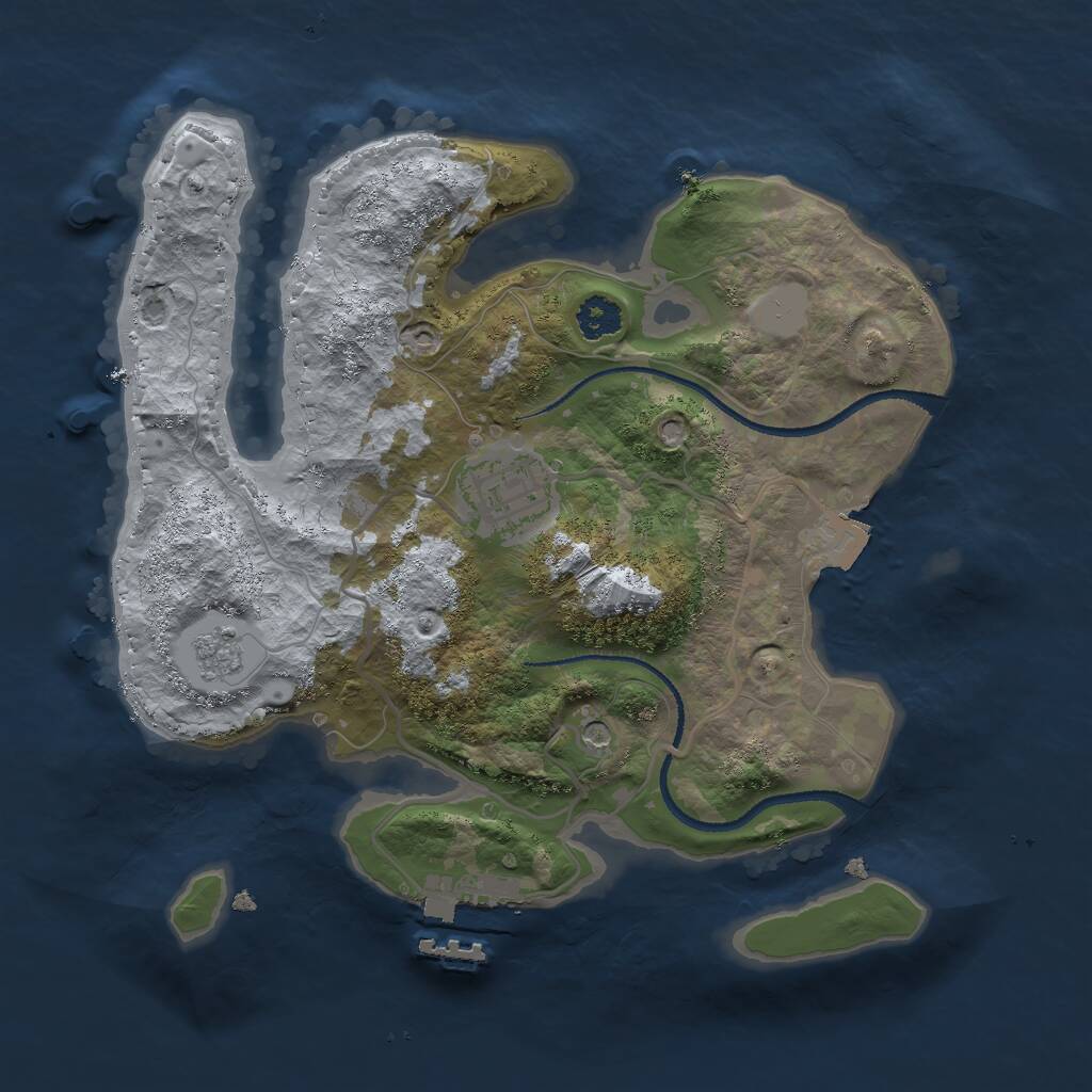 Rust Map: Procedural Map, Size: 2500, Seed: 77777, 5 Monuments