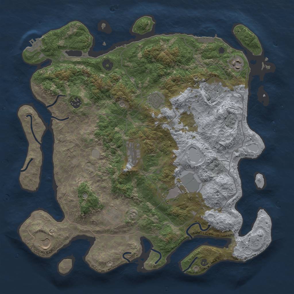 Rust Map: Procedural Map, Size: 4000, Seed: 965769887, 18 Monuments