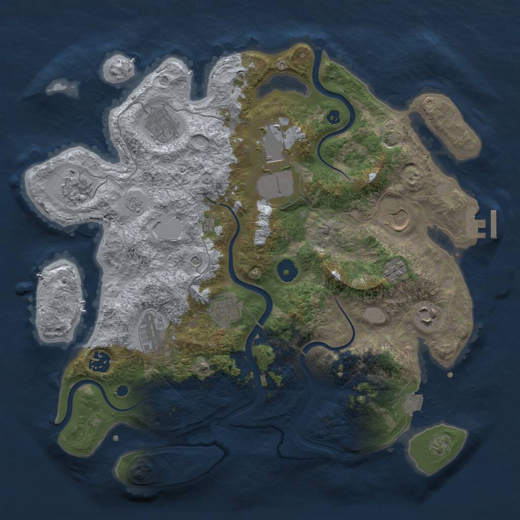 Rust Map: Procedural Map, Size: 3700, Seed: 1646297608, 14 Monuments