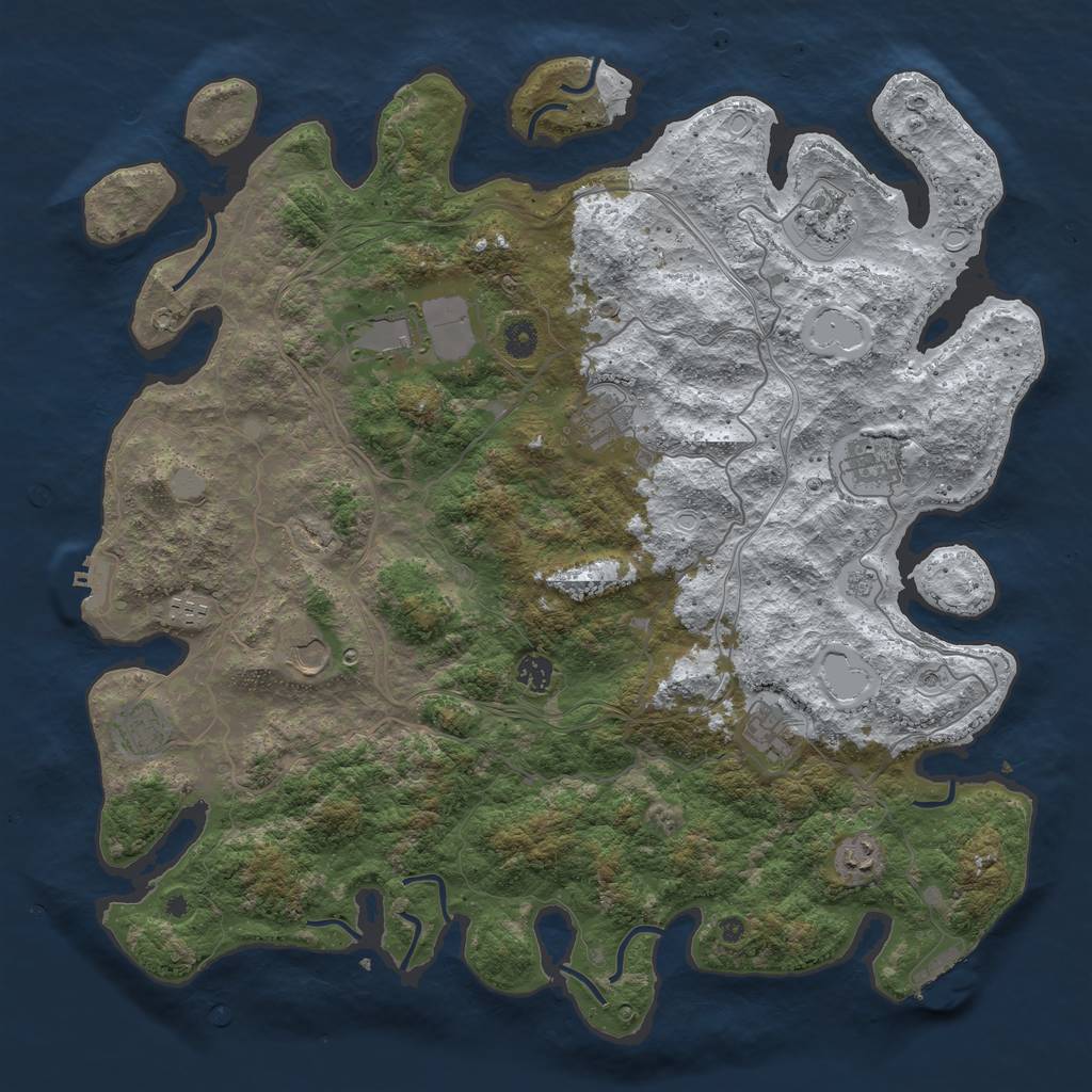 Rust Map: Procedural Map, Size: 4500, Seed: 3494133, 19 Monuments