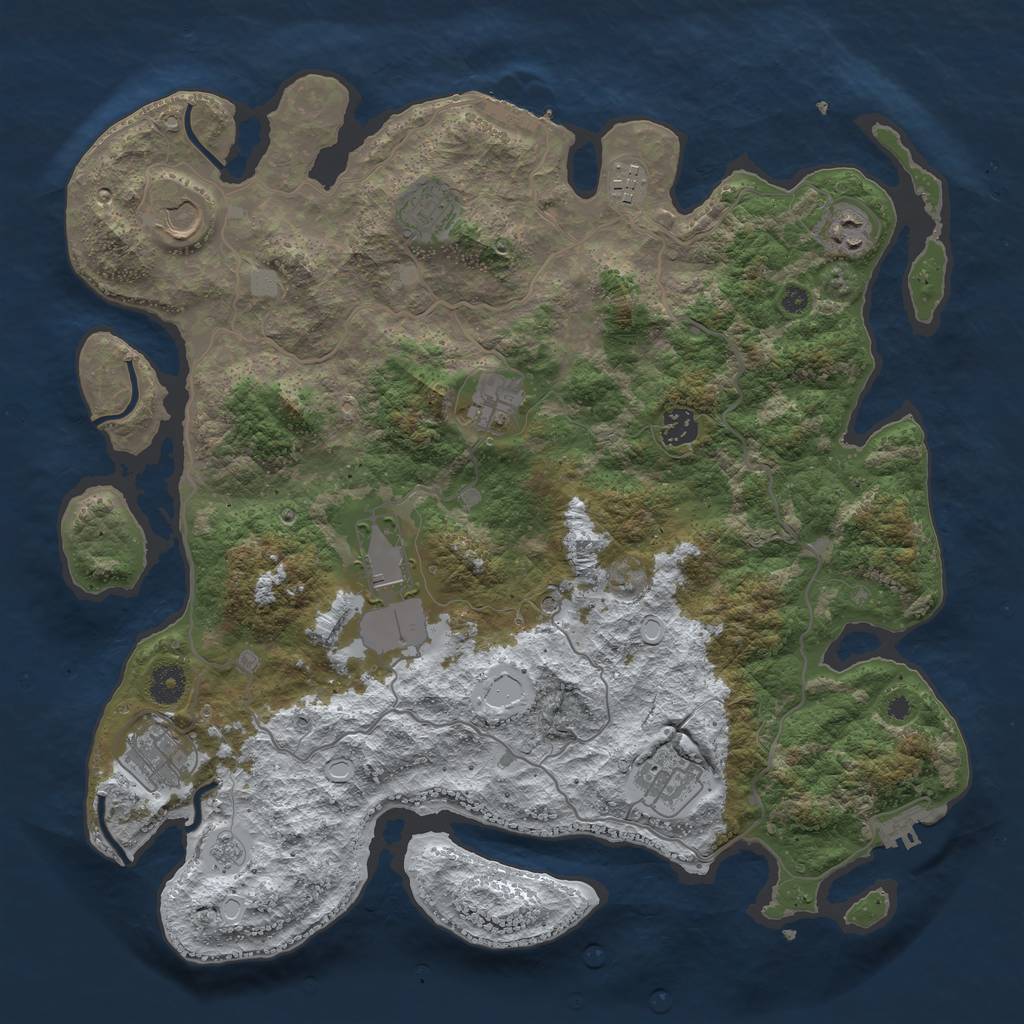 Rust Map: Procedural Map, Size: 4000, Seed: 1599450, 18 Monuments