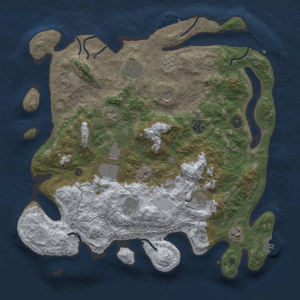 Rust Map: Procedural Map, Size: 4000, Seed: 56444, 18 Monuments
