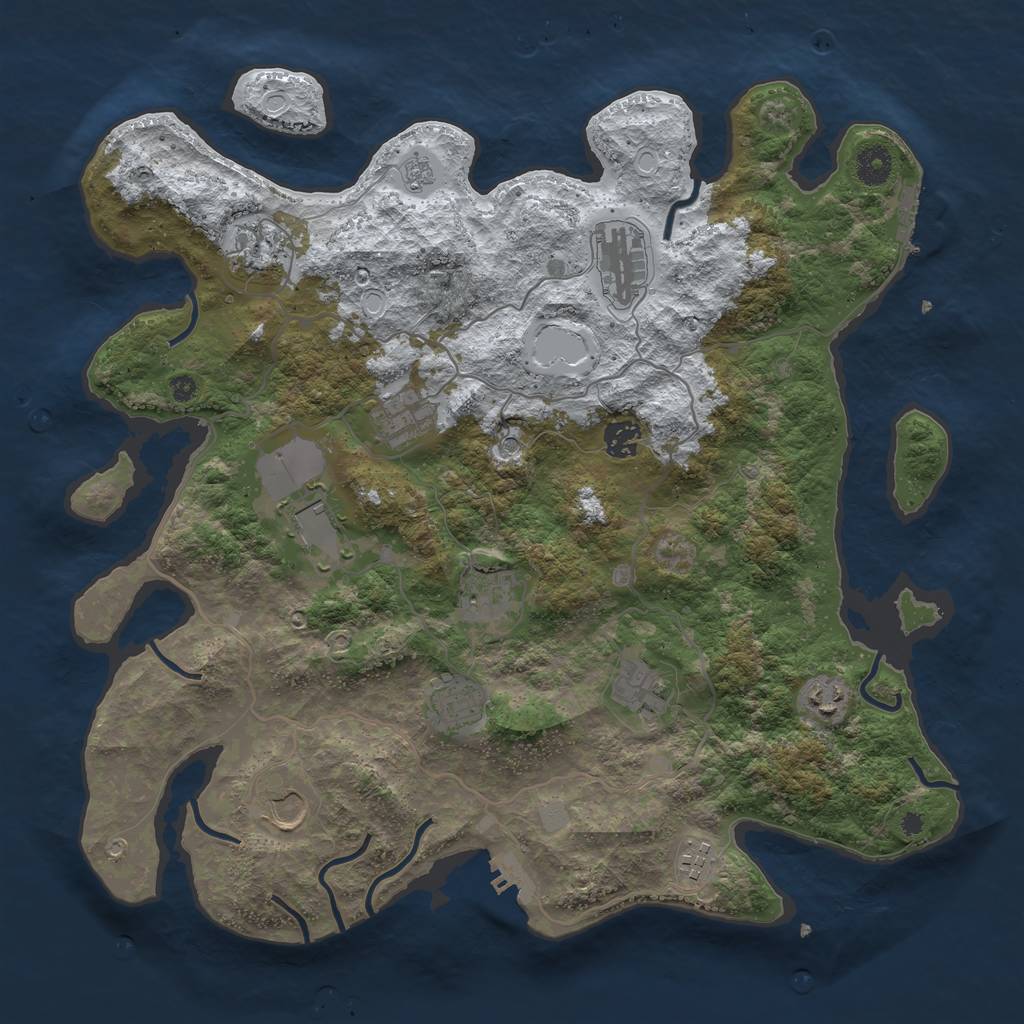 Rust Map: Procedural Map, Size: 4000, Seed: 908734, 20 Monuments