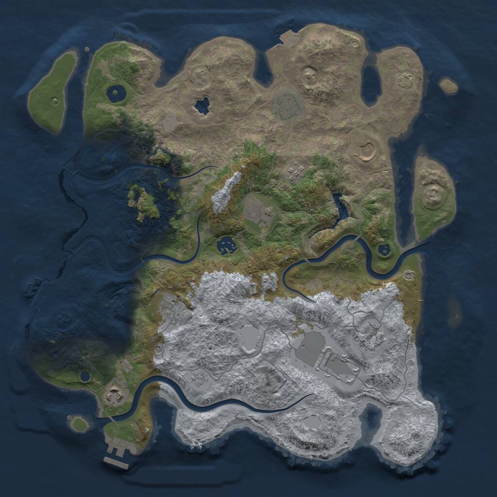 Rust Map: Procedural Map, Size: 4000, Seed: 1225495650, 15 Monuments