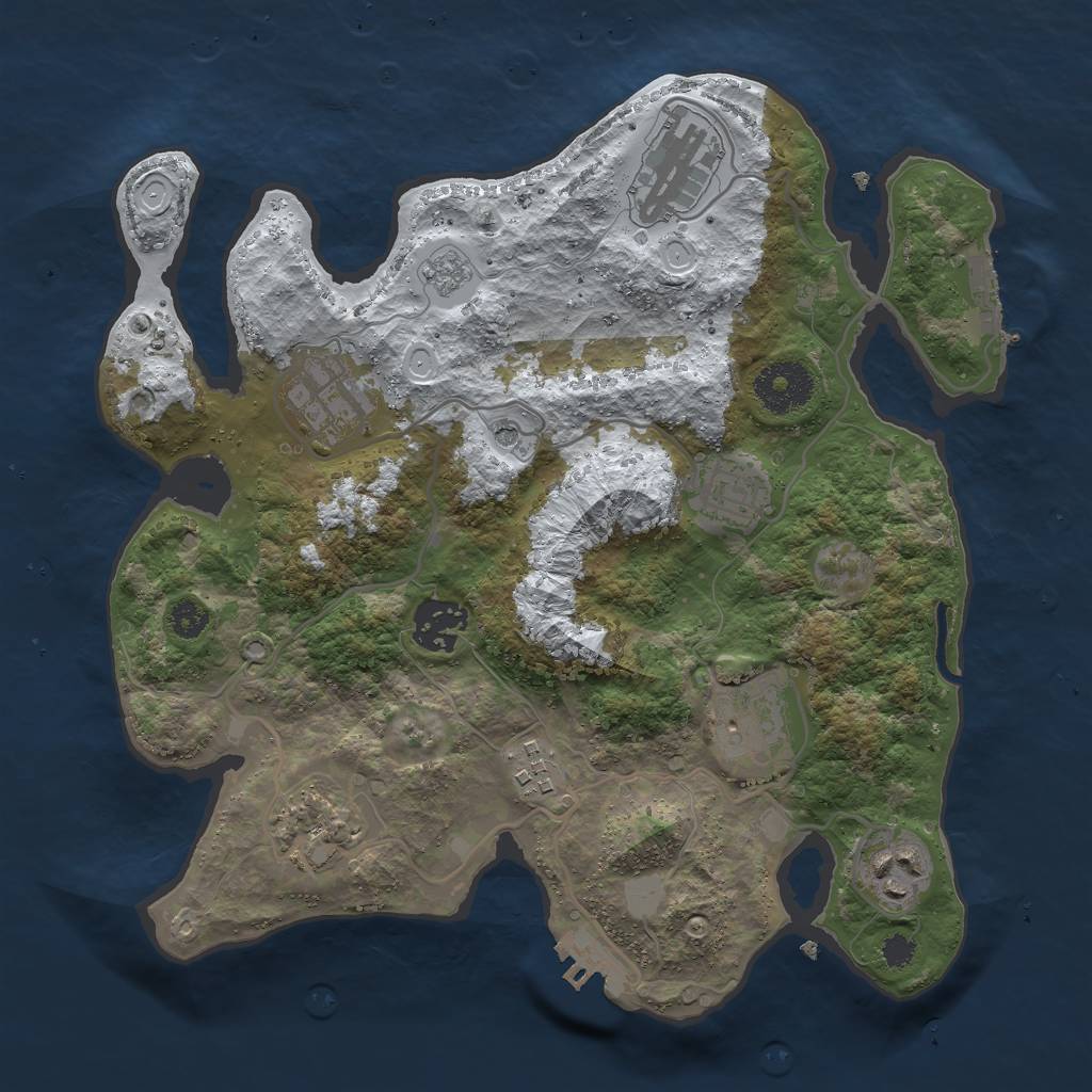 Rust Map: Procedural Map, Size: 3000, Seed: 32214, 17 Monuments